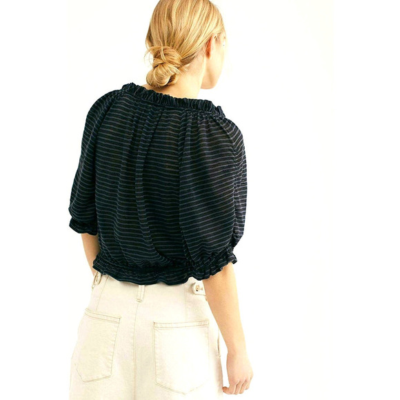 Free People NWT Dorothy Top Black Gray Stripe, XS - Picture 3 of 14
